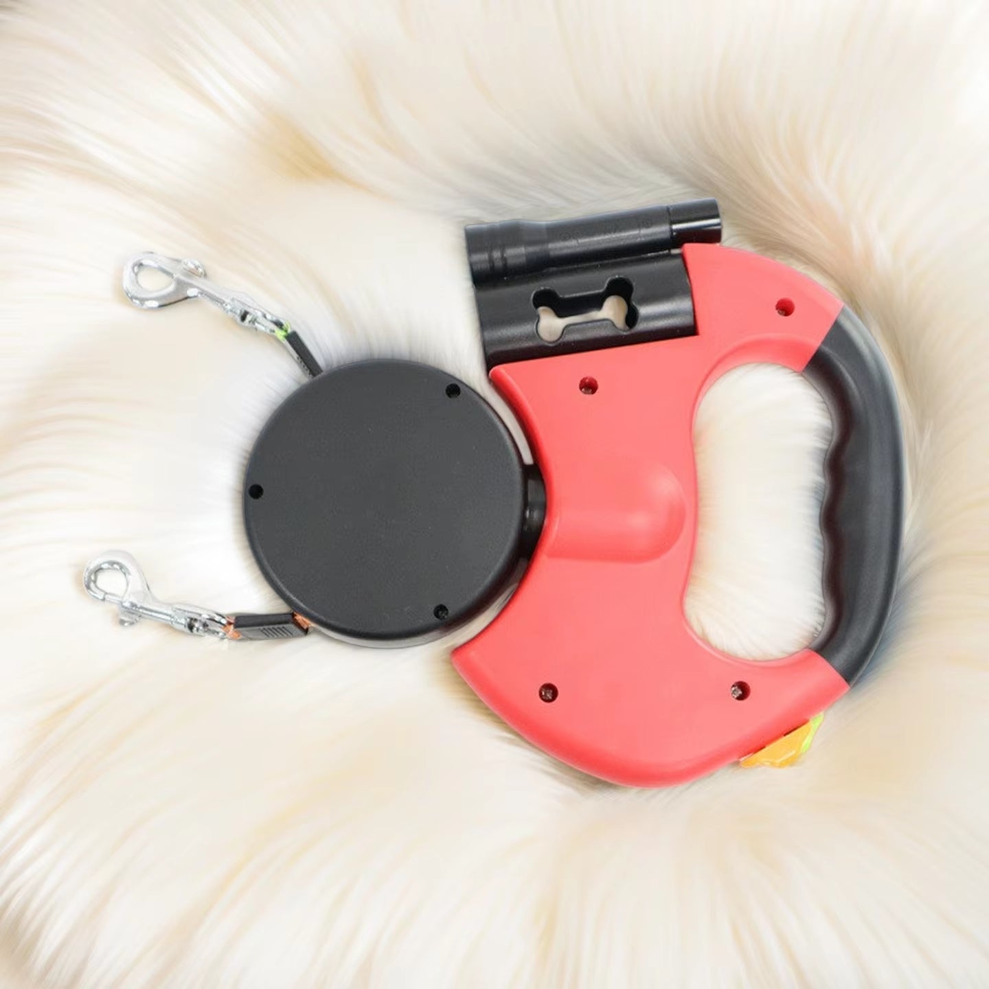 Dual Retractable Dog Leash with LED Light – 360° Tangle-Free Double Lead
