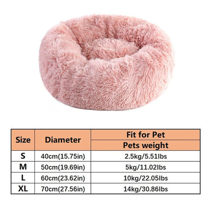 Plush Donut Pet Bed – Soft Faux Fur Washable Sleeping Bed for Small & Medium Dogs and Cats