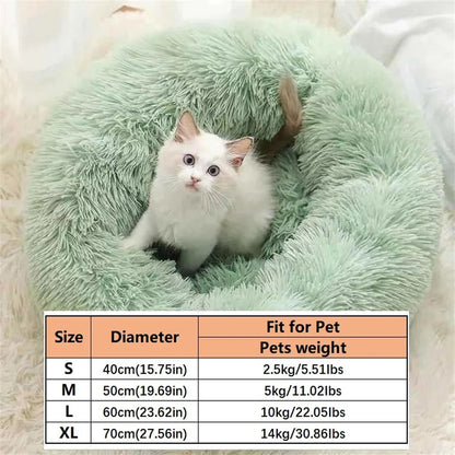 Plush Donut Pet Bed – Soft Faux Fur Washable Sleeping Bed for Small & Medium Dogs and Cats