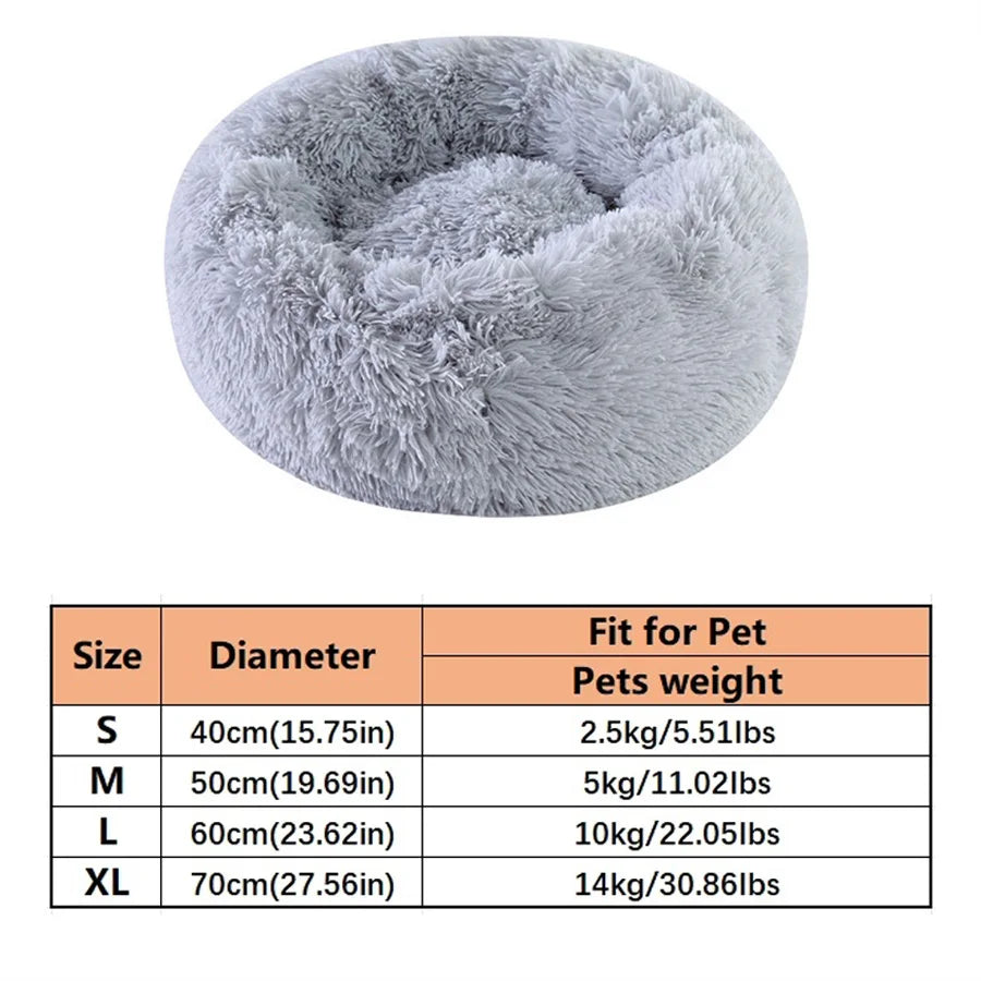Plush Donut Pet Bed – Soft Faux Fur Washable Sleeping Bed for Small & Medium Dogs and Cats