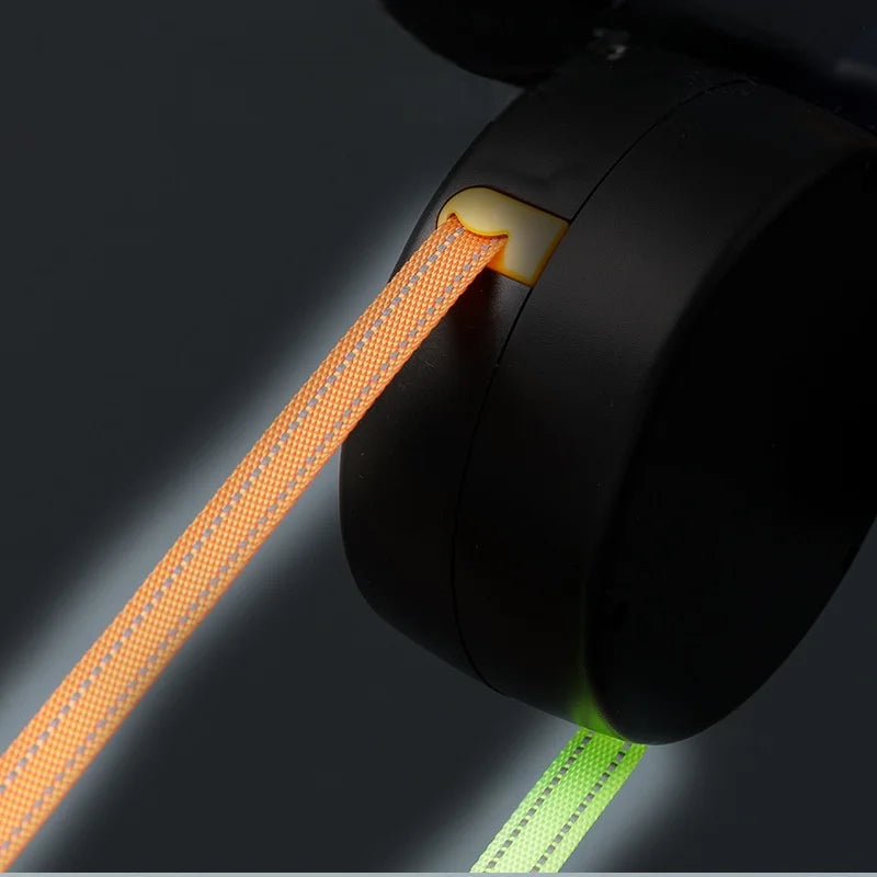 Dual Retractable Dog Leash with LED Light – 360° Tangle-Free Double Lead