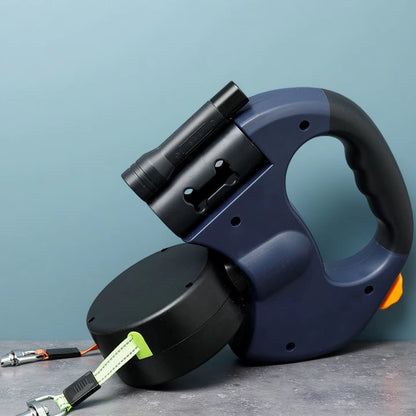 Dual Retractable Dog Leash with LED Light – 360° Tangle-Free Double Lead
