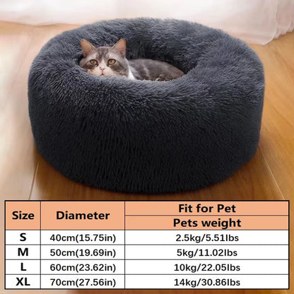 Plush Donut Pet Bed – Soft Faux Fur Washable Sleeping Bed for Small & Medium Dogs and Cats