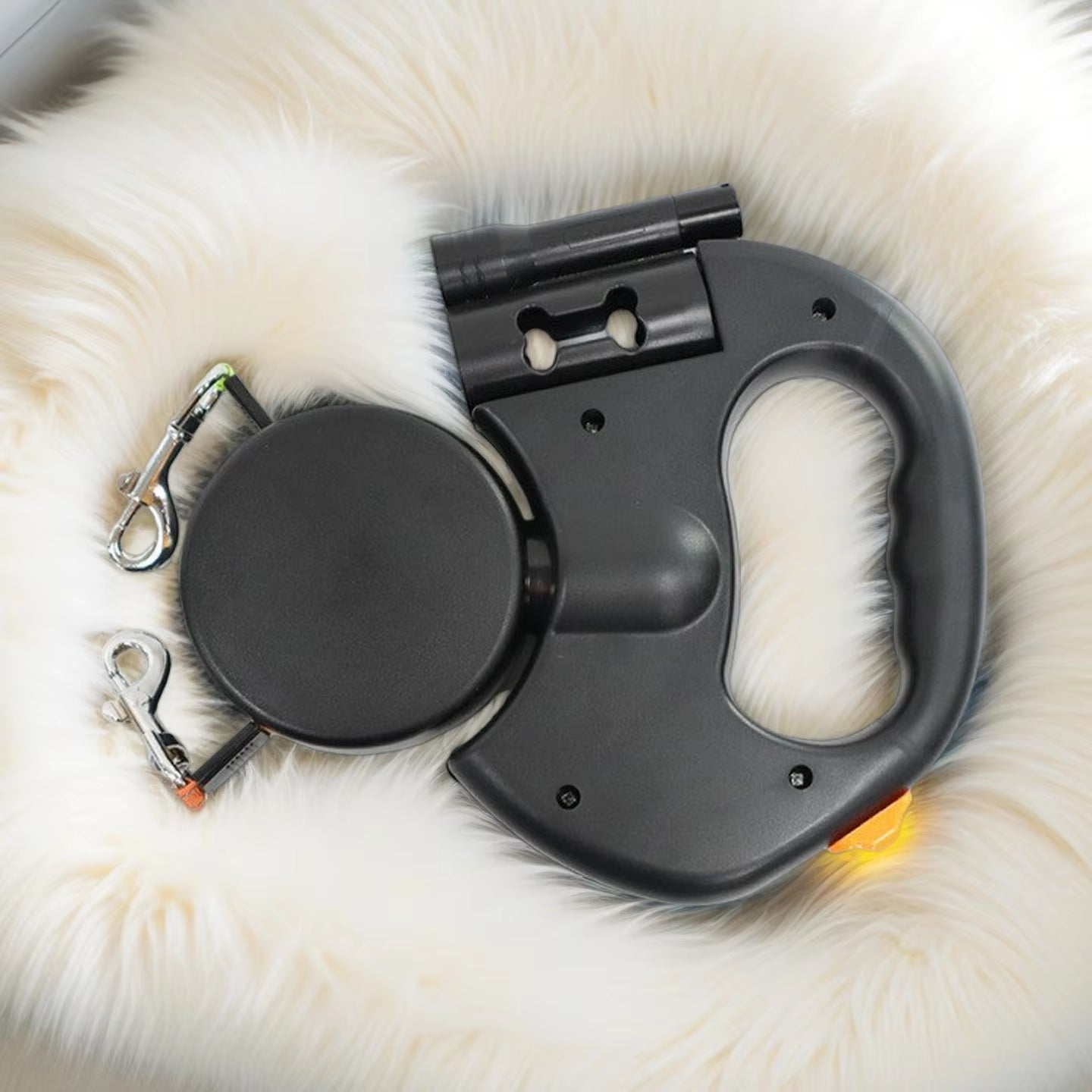 Dual Retractable Dog Leash with LED Light – 360° Tangle-Free Double Lead
