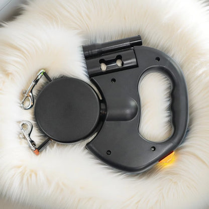 Dual Retractable Dog Leash with LED Light – 360° Tangle-Free Double Lead