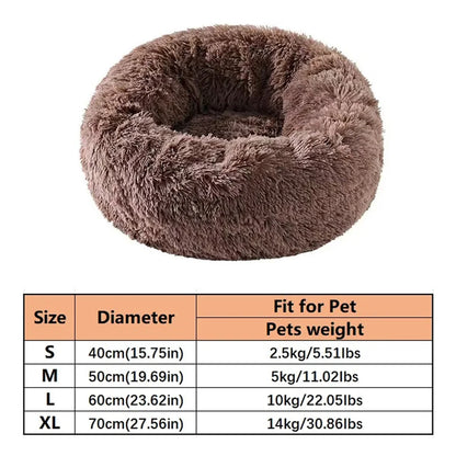 Plush Donut Pet Bed – Soft Faux Fur Washable Sleeping Bed for Small & Medium Dogs and Cats