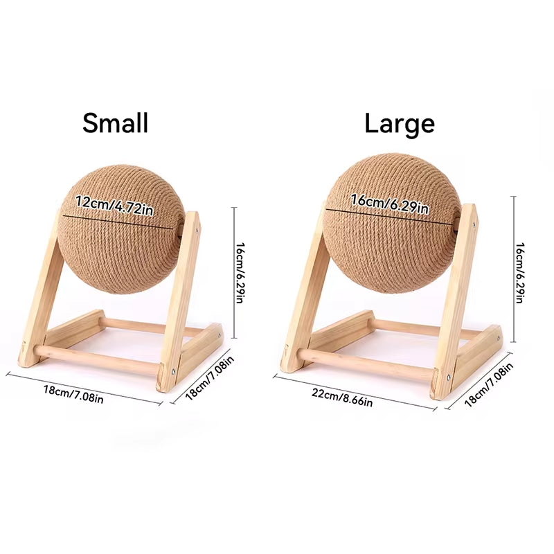 Modern Wooden Cat Scratching Ball Bed – Interactive Sisal Scratcher Lounge for Indoor Cats